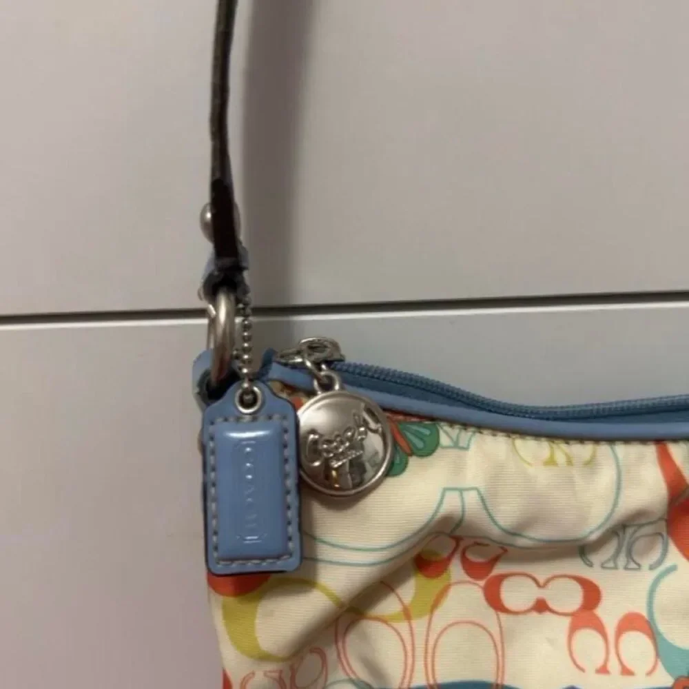 2 Piece Bundle Coach Scribble Multi-Color Monogram Demi Bag & Pouch Set 🦋🩵